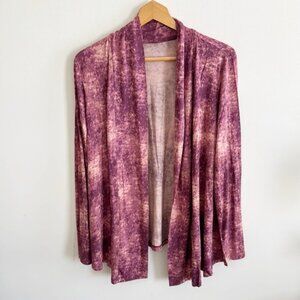 LOGO Lori Goldstein pink tie dye layers open front cardigan top size large